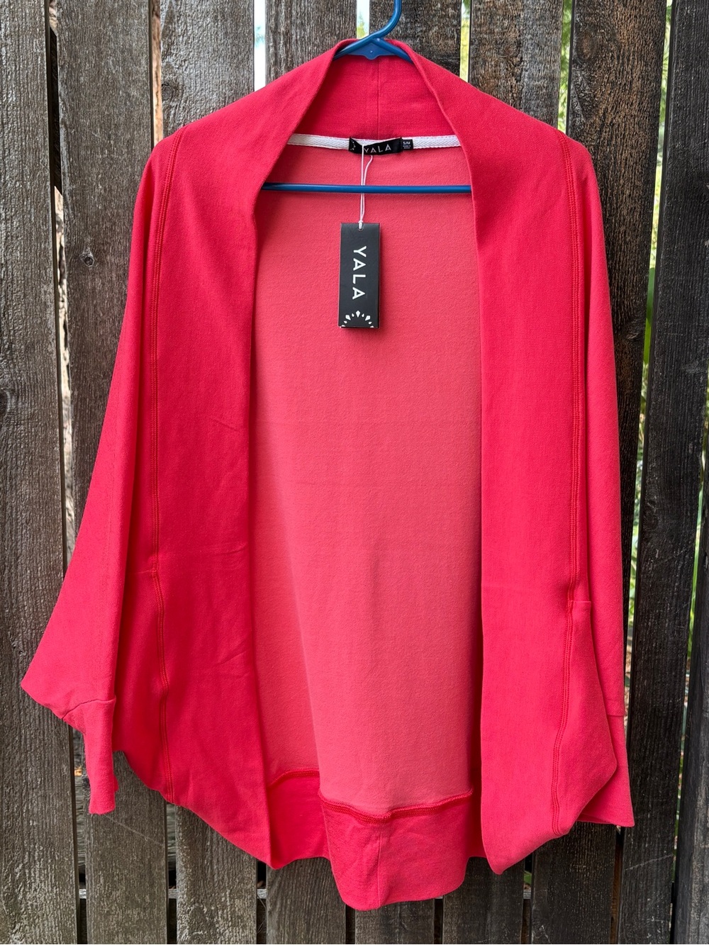 YALA Organic Cotton/Bamboo Brushed Sweatshirt Cocoon Cardigan NWT Coral Sz S/M